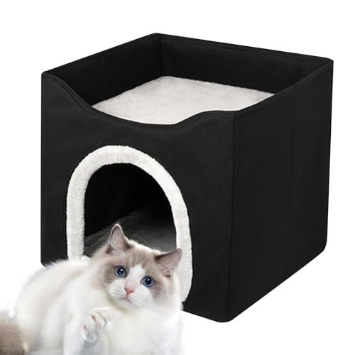 AZOOB Katzenhaus - Faltbare Cat Cube Condo,Wetterfeste und isolierte doppellagige Haustierhütte, Faltbare Hunde- und Katzenbetten für Katzen, Kätzchen, Welpen von AZOOB