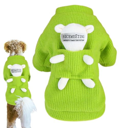 AZOOB Winter-Hundepullover - Warme Rollkragen-Strickkatzen-Outfits mit Bärenpuppe,Süße Welpenkleidung Hund Winterkleidung Hundeoverall Welpe Herbst Winter Pullover Pullover von AZOOB
