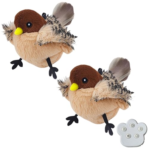 AZURAOKEY Interaktives Katzenspielzeug Vogel, Fliegendes Vogelspielzeug for Katzen mit flatternden Flügeln - Spatz-Katzenminze-Spielzeuge - Interactive Cat Toy - Katzen Spielsachen von AZURAOKEY