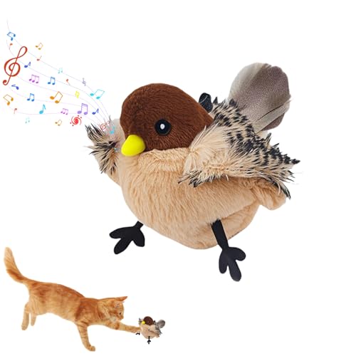 AZURAOKEY Interaktives Katzenspielzeug Vogel, Fliegendes Vogelspielzeug for Katzen mit flatternden Flügeln - Spatz-Katzenminze-Spielzeuge - Interactive Cat Toy - Katzen Spielsachen von AZURAOKEY