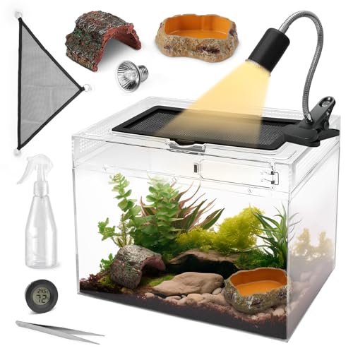 AZV Reptilien-Terrariumgehege, 49,5 x 23,9 x 26,7 cm, Reptilien-Tank mit Bartdrachen-Eidechsen-Hängematte, UVA- und UVB-Wärmelampe, Versteckhöhle für Maisschlange, Schildkröte, Frosch, Leopardengeckos AZV Reptilien-Terrariumgehege, 49,5 x 23,9 x 26,7 cm, Reptilien-Tank mit Bartdrachen-Eidechsen-Hängematte, UVA- und UVB-Wärmelampe, Versteckhöhle für Maisschlange, Schildkröte, Frosch, Leopardengeckos von AZV