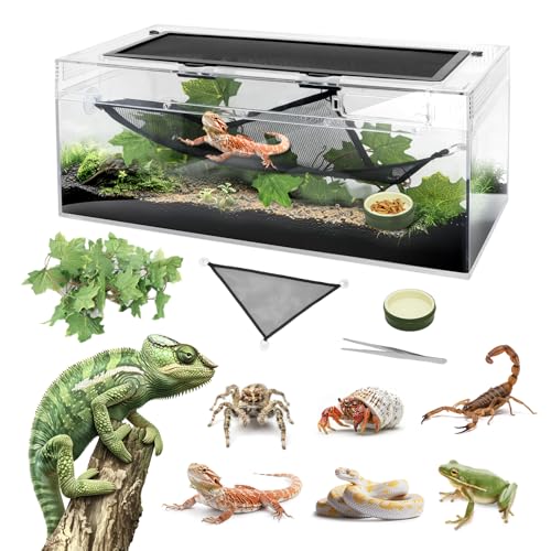 Reptilien-PC-Terrarium, Amphibien-Schildkröten-Tank-Starter-Set, Lebensraum-Käfig, 23,9 x 48,8 x 19,8 cm, für Zucht von Eidechsen, Schildkröten, Schlangen, Chamäleons, springenden Spinnen von AZV