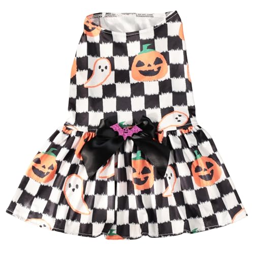 Aaoehiewp 2024 Halloween Neue Haustier Hund Kleidung Magic Kürbis Lila Fledermaus Kleine und mittlere Größe Hund Rock von Aaoehiewp