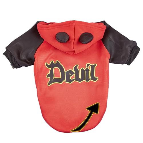 Aaoehiewp Halloween Transformation Kostüm lustige Party Cosplay schwarz und rot Dämon Plus Samt Kapuzenpullover, Magie Kampf Haustier Kostüm, Kleiner Hund Kostüm von Aaoehiewp