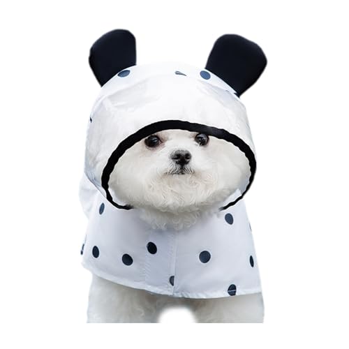 Aaoehiewp Netter Polka Dot Rainy Season Hund Regenmantel Kleine und mittlere Größe Hund Transparent Pom Eranian Sommer Regenwetter Reise Regenmantel Haustier Kleidung Geeignet für Halloween von Aaoehiewp