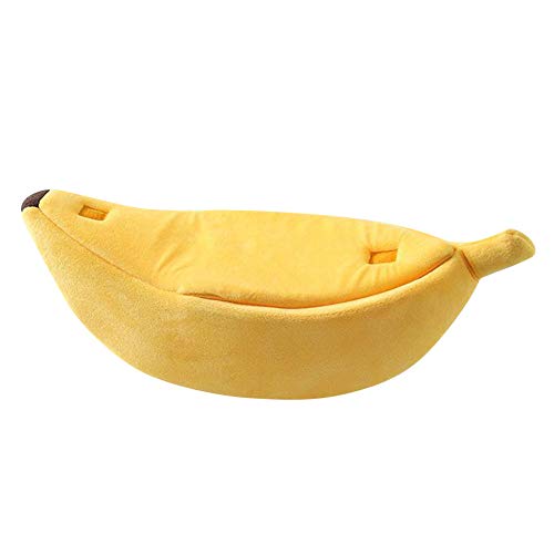 Bett Banana Kleine Haustier Atmungsaktive Banana Weiches Bett Warme Katze Form Plüsch Bett Haustier von Aaoehiewp