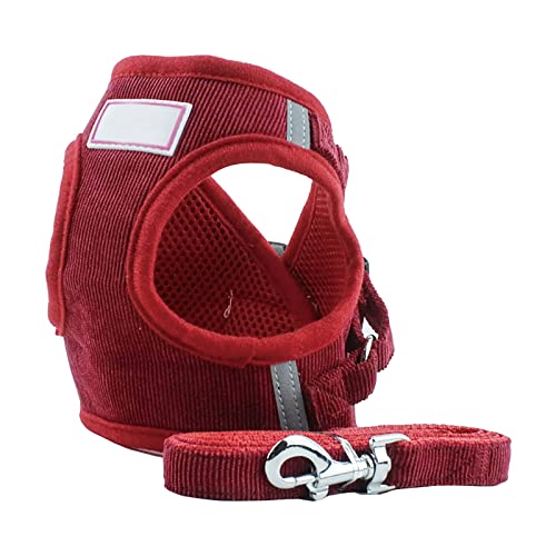 Hunde Zeckenhalsband Leinen-Sets, ohne Zug, verstellbar, reflektierend, weich, aus Cord, Weste, Geschirr für Welpen, Yorkie, Chihuahua-Katzen Hundehalsband Tasche (B, L) von Aaoehiewp