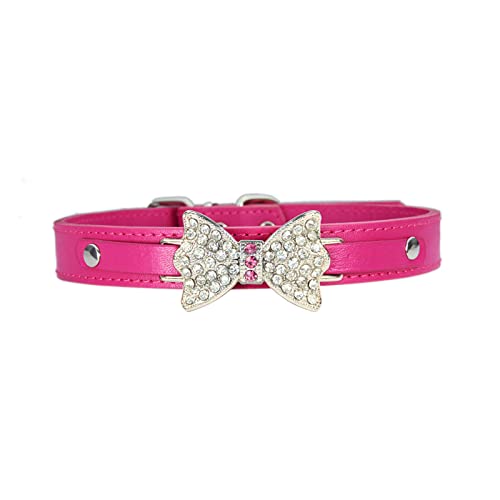 Hundehalsband Mit Glitzersteinen Katzenhalsband Verstellbares Hundehalsband Diamond Flash Hundehalsband es Halsband (Hot Pink, L) von Aaoehiewp