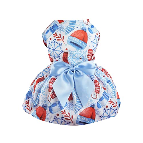 Hundewelpe Zubehör Haustier Katze Lustige Weihnachtsfeier Cosplay Santa Dress Up Bekleidung für Katzen kleine Hunde Weihnachtsdruck Haustier Weihnachtskleid Hundejacke Schwarz (Light Blue, M) von Aaoehiewp