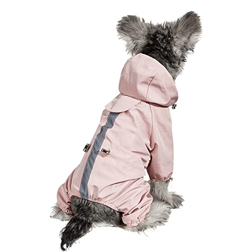 Regenjacke Radfahren mit Geschirr für kleine Hundewelpen mit reflektierendem Streifen, wasserdicht leicht für den Außenbereich X Mail Regenjacke (L) von Aaoehiewp