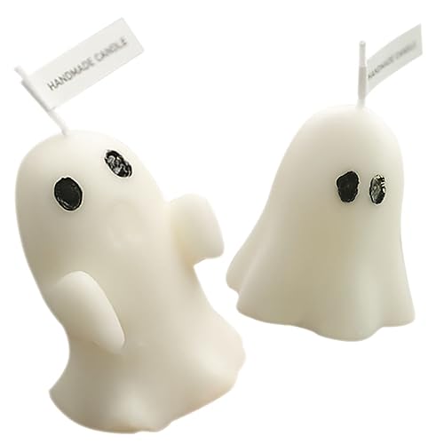 Abaodam Kerzen 2er-Pack Duftkerzen Mit Geistermotiv Rauchfreie Halloween-dekokerzen Gespenstische Heimdekoration Halloween von Abaodam