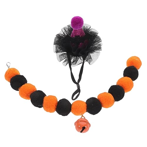 Abaodam 1 Satz Halloweenkostüm Halsband Kappen Hunde-Halloween-Kostüm Hunde-Hexenhut-Outfit Haustier-Zaubererkostüm Halloween-Katzenhut Zubehör für Katzenkostüme Kätzchen-Kragen Kleidung von Abaodam