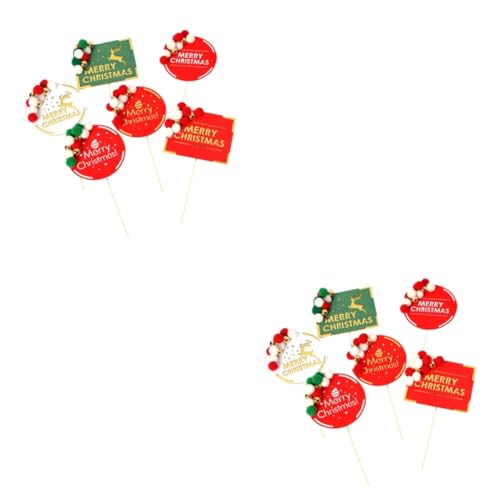 Abaodam 12 STK Weihnachtskuchen Topper Weihnachtliche Cupcake-Dekorationen Feiertagskuchendekorationen Weihnachtskuchen Picks Urlaub Cupcake Topper Wenig Frisch Quadratisches Zeichen von Abaodam