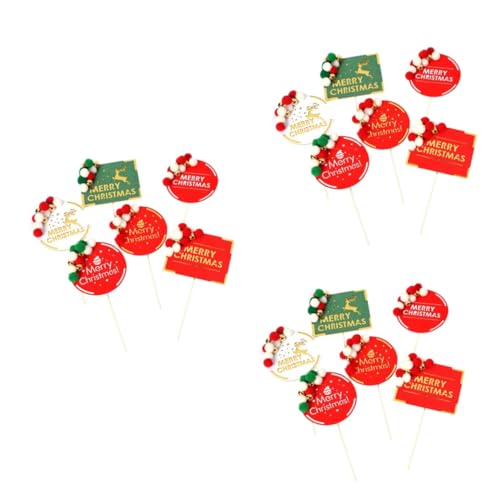 Abaodam 18 STK Weihnachtskuchen Picks Feiertagskuchendekorationen Weihnachts-Cupcake-Picks Weihnachtliche Cupcake-Dekorationen Weihnachtskuchen Topper Weihnachtsdeko Bommel Wenig Frisch von Abaodam