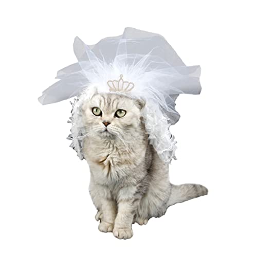 Abaodam 1stk Brautjungfernkleid Katze Hund Hochzeitsschleier Katze Prinzessinnenkronen Für Katzen Katze Hochzeitsschleier Schleier Für Bräute Welpe Brautkleid Hochzeitsbedarf Kleidung Weiß von Abaodam