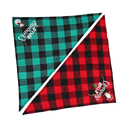 Abaodam Haustiere Plaid Weihnachten Hund Bandanas Dreieck Haustier Lätzchen Atmungsaktive Haustier Schals 2 Stücke von Abaodam