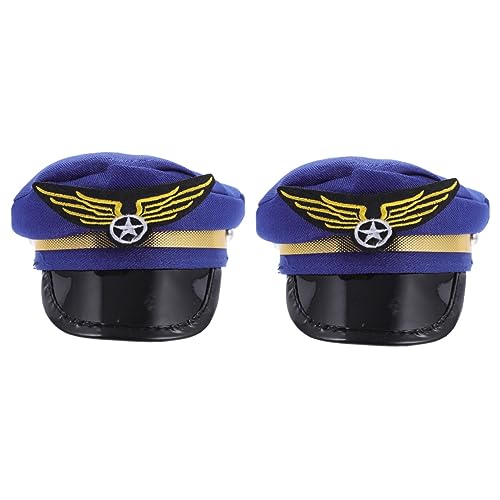 Abaodam 2 STK Pilotenkostüm Hut Hund Schutzhelm Hundeschirmmütze Mini Airline Kapitänsmütze Militärhut Cosplay Hund Bucket Hat Hund Partyhut Weihnachtsmütze Vati Haustier Polyester von Abaodam