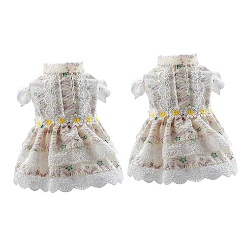 Abaodam 2st Geblümtes Prinzessinnenkleid Hundeprinzessin Kostüm Hund Badehose Tutu-Rock Für Hunde Schichtkleid Mit Chihuahua Hundekleid Strand Welpe Hundeshorts Polyester Sommerkleid von Abaodam