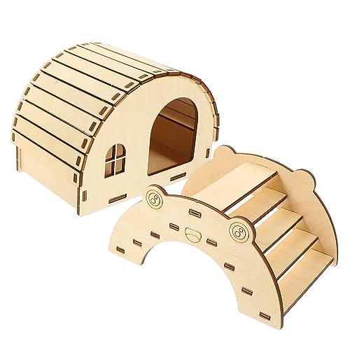 Abaodam 2pcs Holz Hamster Hideout Chinchilla Spielzeug Ratte Käfig Holz Brücke Spielzeug Sicher Haustier Käfig Zubehör von Abaodam