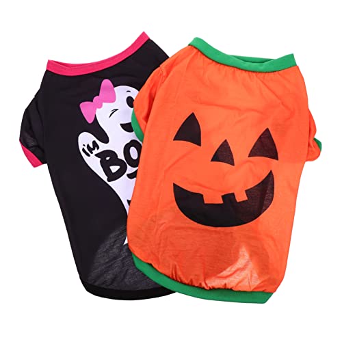 Abaodam 2st Halloween-Kleidung Halloween-kürbis-Hunde-Outfit Requisite Für Hundefotografie Welpen-Shirts Trendige Hemden Hundebekleidung Für Draußen Zubehör Polyester Baumwolle Die Katze von Abaodam