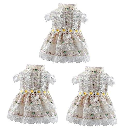 Abaodam 3st Geblümtes Prinzessinnenkleid Haustier-Prinzessin-Kleid Tutu-Rock Für Hunde Hundekleid Weiblich Süße Hundeoutfits Spitzenbekleidung Für Haustiere Polyester Katzennest von Abaodam