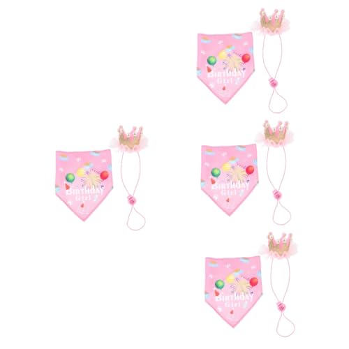 Abaodam 4 Sätze Hundegeburtstagsmütze Hundegeburtstag Bandana Katzengeburtstagsbandanas Hundemützen Katze-Geburtstags-Bandana Geburtstag Hunde Halstuch Hündchen Haustierzubehör Polyester von Abaodam