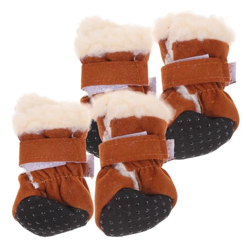 4pcs Boot Shoes Sports Protector Supplies Outdoor Non-Slip Pets Warming Snow Walking Covers Anti-Slip Footwear Paws Feet Brown Warm Medium Adjustable Straps Anti- Puppy Pet Foot von Abaodam