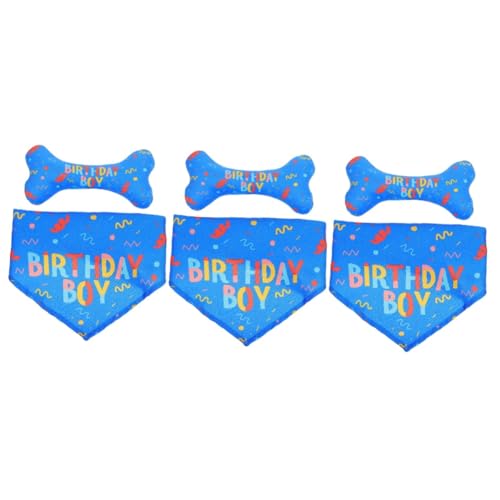 Abaodam 6 STK Haustier Geburtstag Anzug Partyzubehör Für Den Hundegeburtstag Haustier-dreieck-Bandana Hund Geburtstag Bandana Mädchen Spielzeug Für Jungen Welpe Stoff Hundebiss Knochen von Abaodam