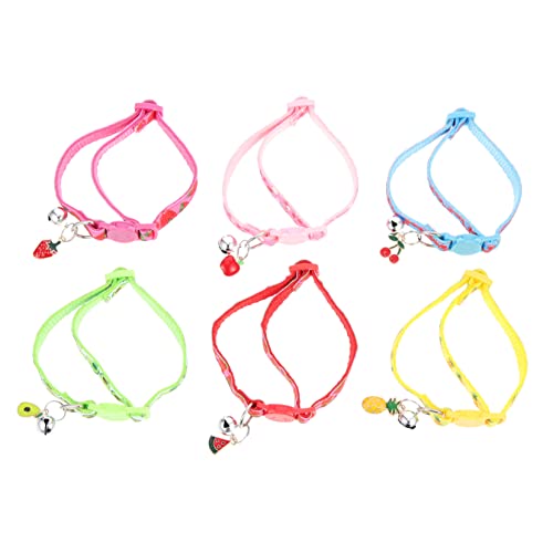 Abaodam 6st Glocken Obst Halsband Katzenhalsband Katzenhalsbänder Hundehalsbänder Bezaubern Halskette Mit Glocke Rotes Haustier Katze Fliege Die Blumen Sicherheitsschnalle Polyester von Abaodam