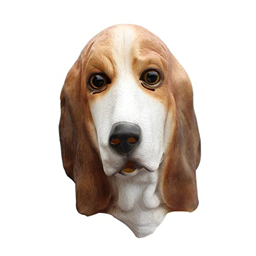 Abaodam Foxhound-Maske Tierische Vollkopfmaske Tier-Cosplay-Gesichtsmaske Hundekopfmaske Halloween Verkleiden Sich Lustige Maske Halloween-tierkostüm-Maske Emulsion Kleidung von Abaodam