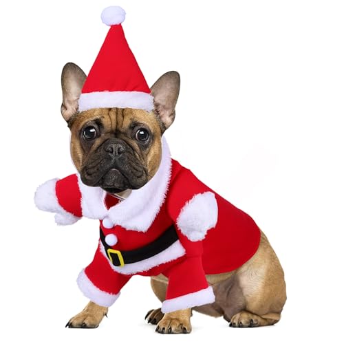 Abaodam Hunde-Santa-Kostüm Hunde-Cosplay-Kostüm Weihnachtsmann Hundekleidung Verkleiden Haustier-Hundemantel Hund Weihnachtsmütze Größe XL von Abaodam