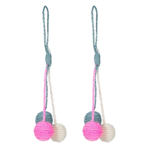Abaodam Interaktives Sisal-Katzenball-Spielzeug zum Aufhängen, für den Innenbereich, interaktives Spielzeug für Zuhause, Kätzchen, Jagd, bunte Bälle für Kätzchen, interaktives Spielzeug, 2 Stück Abaodam Interaktives Sisal-Katzenball-Spielzeug zum Aufhängen, für den Innenbereich, interaktives Spielzeug für Zuhause, Kätzchen, Jagd, bunte Bälle für Kätzchen, interaktives Spielzeug, 2 Stück von Abaodam