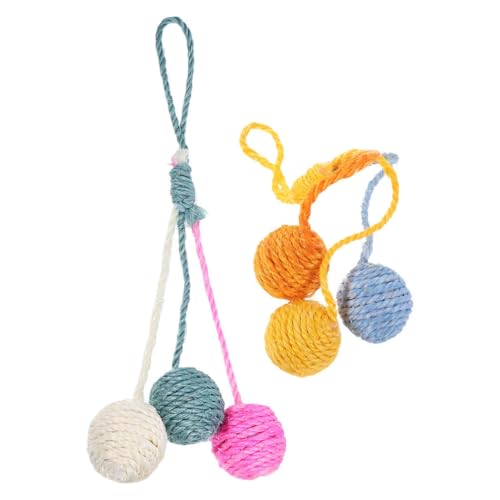 Abaodam Interaktives Sisal-Katzenball-Spielzeug zum Aufhängen, für den Innenbereich, interaktives Spielzeug für Zuhause, Kätzchen, Jagd, bunte Bälle für Kätzchen, interaktives Spielzeug, 2 Stück Abaodam Interaktives Sisal-Katzenball-Spielzeug zum Aufhängen, für den Innenbereich, interaktives Spielzeug für Zuhause, Kätzchen, Jagd, bunte Bälle für Kätzchen, interaktives Spielzeug, 2 Stück von Abaodam