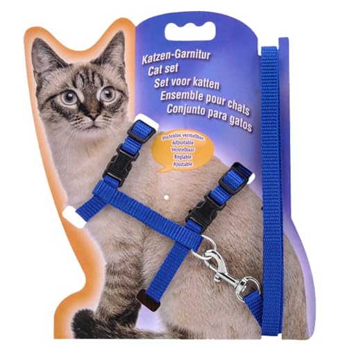 Nylon Katzengeschirr Leine Set Haustier Verstellbarer Traktionsgeschirr Gürtel Katze Brustgurt Halfter Heimtierbedarf von Abbdbd