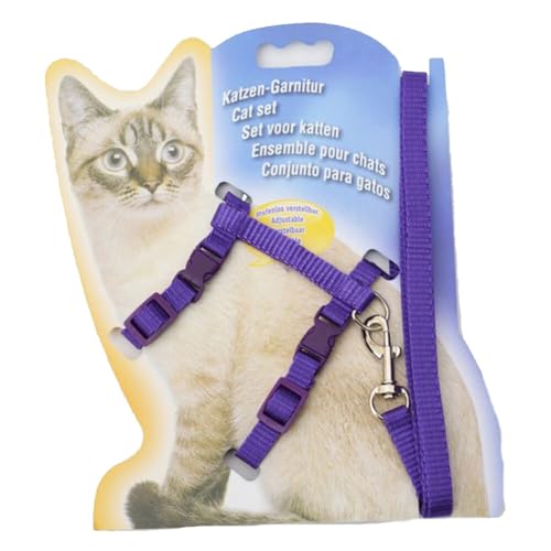 Nylon Katzengeschirr Leine Set Haustier Verstellbarer Traktionsgeschirr Gürtel Katze Brustgurt Halfter Heimtierbedarf von Abbdbd