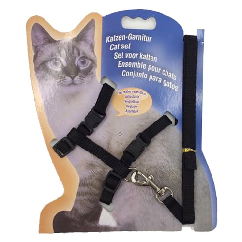 Nylon Katzengeschirr Leine Set Haustier Verstellbarer Traktionsgeschirr Gürtel Katze Brustgurt Halfter Heimtierbedarf von Abbdbd