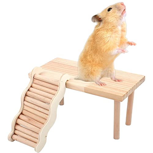 Abbto 2 Stück Plattform für Hamster – Leiterbrücke aus Holz, Kletterspielzeug für Hamster, Aktivitätsspielzeug für kleine Tiere, einfach zu montieren von Abbto