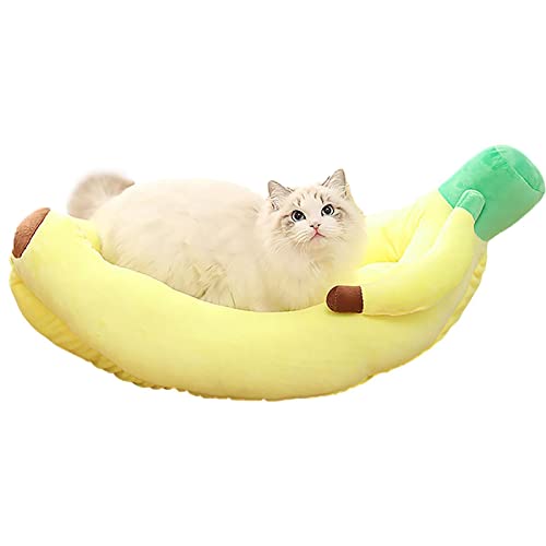 Abbto 4 Stück Bananenbett für Hunde | warmes Bananenbett für Katzen | Haustierbett, bequem und waschbar, in Bananenform und -farbe, entzückendes Zubehör für Haustiere von Abbto