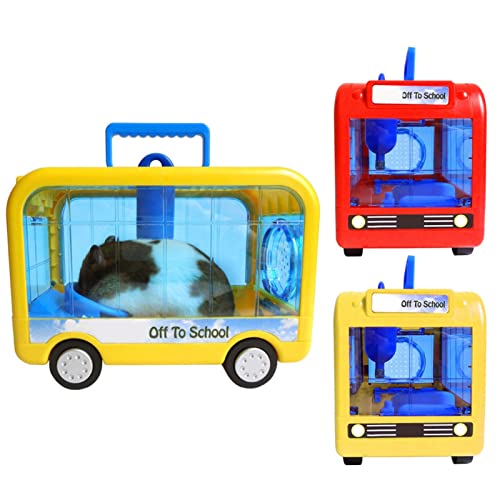 Abbto Habitat für Hamster | Zubehör Hamster Käfig Haus Campus Bus Nest niedlicher Käfig zum Mitnehmen für kleine Haustiere Hamster Eichhörnchen Meerschweinchen Chinchillas von Abbto