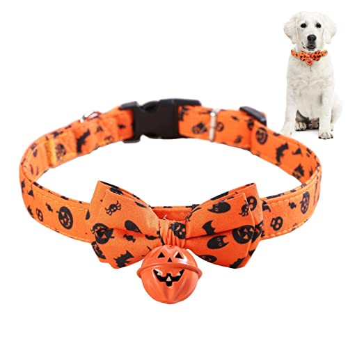 Abbto Halsband für Haustiere für Halloween | Niedliche Krawatten für Halloween-Hunde mit Glocke, niedlicher Geist Kürbis Hund Fliege Halsband Geschenk Schnalle von Abbto