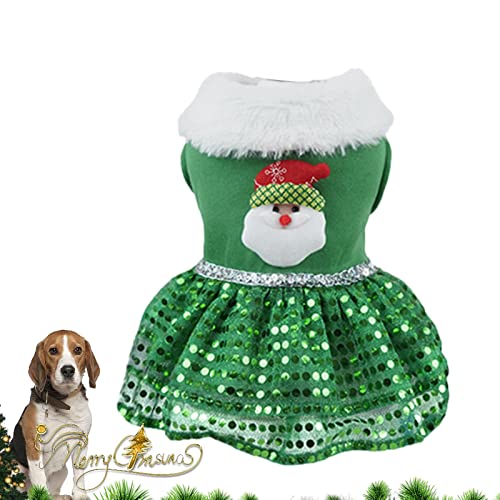 Abbto Haustier-Weihnachtsrock, Weihnachtsmann Weihnachten Bling Bling Hundekleid Thema, Weihnachten Winterkleidung Kostüme für Hunde Rock Hund Hochzeitskleid Outfits Bekleidung Katze Hund Shirt von Abbto