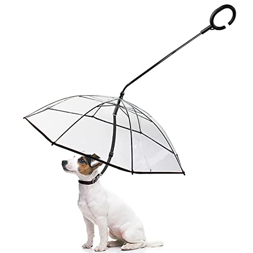 Abbto Hundeleine / Regenschirm aus Leine für Hunde, regen- und schneefest, für kleine Hunde | verstellbarer Regenschirm für Hunde, Regenschirm für Hunde mit Griff aus von Abbto