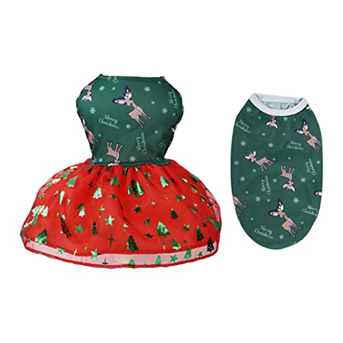 Abbto Weihnachtshundekleid, Holiday Cute Dog Rock und Weste Kleidung, Elch-Weihnachtsbaum-Schneeflocken-Hundefeiertags-Kleid-leichte Welpen-Kleidungs-Haustier-Bekleidungs-Hündchen-Kleidung von Abbto