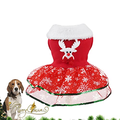 Abbto Weihnachtskleid Hunde - Bling Bling Weihnachten Hundekleid Feiertagsthema Weihnachtsmann | Weihnachten Winterkleidung Kostüme für Hunde Rock Hund Hochzeitskleid Outfits Bekleidung Katze Hund von Abbto