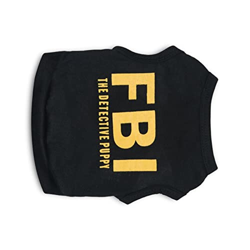 Hundeshirt für kleine Hunde - Cooton Hundeshirt | FBI Baumwollshirt, männliche Haustieroutfits, Katzenbekleidung Warnweste schwarz, S bis L Abbto von Abbto