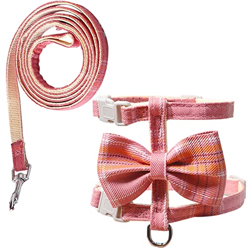 Katzenleine und Geschirr Set | Bowknot Kätzchen Harness Escape Proof | Einstellbare Kraft Balance Soft Kätzchen Sachen für Kleintiere Outdoor oder drinnen Wandern, Reisen, Spielen Abbto von Abbto