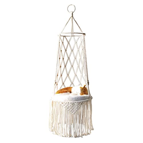 Macrame Katzenkorb, Handgewebte Makramee Katze Hängematte, gewebte Decke hängende Katze Hängematte, Haustier Geschenke, Hängematte, Schaukel Bett Katze Makramee Hängematte mit Quaste Abbto von Abbto