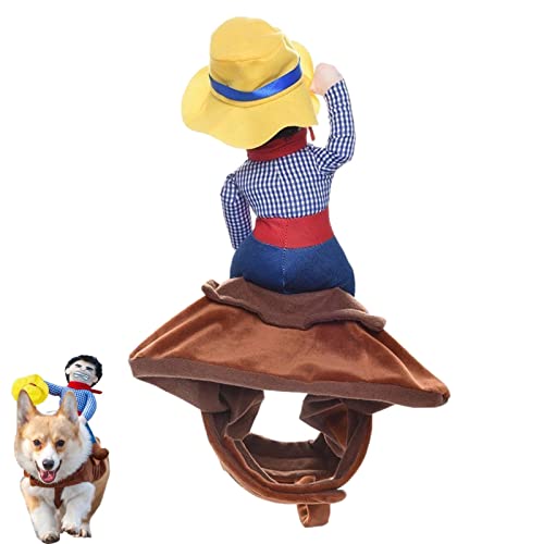 Reitanzug für Haustiere, Hundereiter Outfit aus Polyesterfaser mit Schlaufenbefestigungen, Hundekostüm Hundetrage-Kostüm Cowboy Rider-Stil für Hunde Welpen Abbto von Abbto