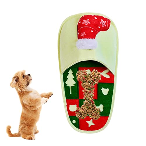 Snuffle Hundespielzeug Slipper | Hundepantoffel Spielzeug für Langeweile | Hundeanreicherungsspielzeug im Weihnachtsstil für Welpen, Hundefuttermatte Faltiges Spielzeug für Nahrungssuchecke. Abbto von Abbto