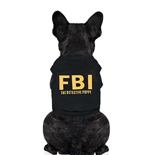 T-Shirt für Hunde - Baumwolle Hundeshirt,Baumwolle FBI Hundehemd, männliche Haustieroutfits, Katzenbekleidung Warnweste schwarz, S bis L Abbto von Abbto